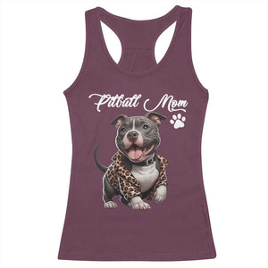 Pitbull Mom Racerback Tank Top Cute Pitbull Puppy Dog Lovers TS12 Maroon Print Your Wear