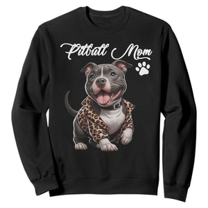 Pitbull Mom Sweatshirt Cute Pitbull Puppy Dog Lovers TS12 Black Print Your Wear