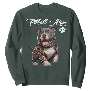 Pitbull Mom Sweatshirt Cute Pitbull Puppy Dog Lovers TS12 Dark Forest Green Print Your Wear