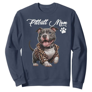 Pitbull Mom Sweatshirt Cute Pitbull Puppy Dog Lovers TS12 Navy Print Your Wear