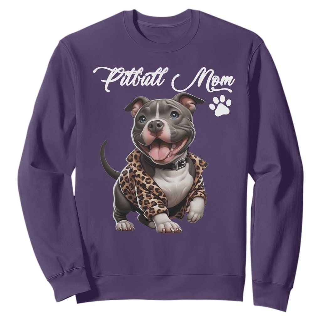 Pitbull Mom Sweatshirt Cute Pitbull Puppy Dog Lovers TS12 Purple Print Your Wear