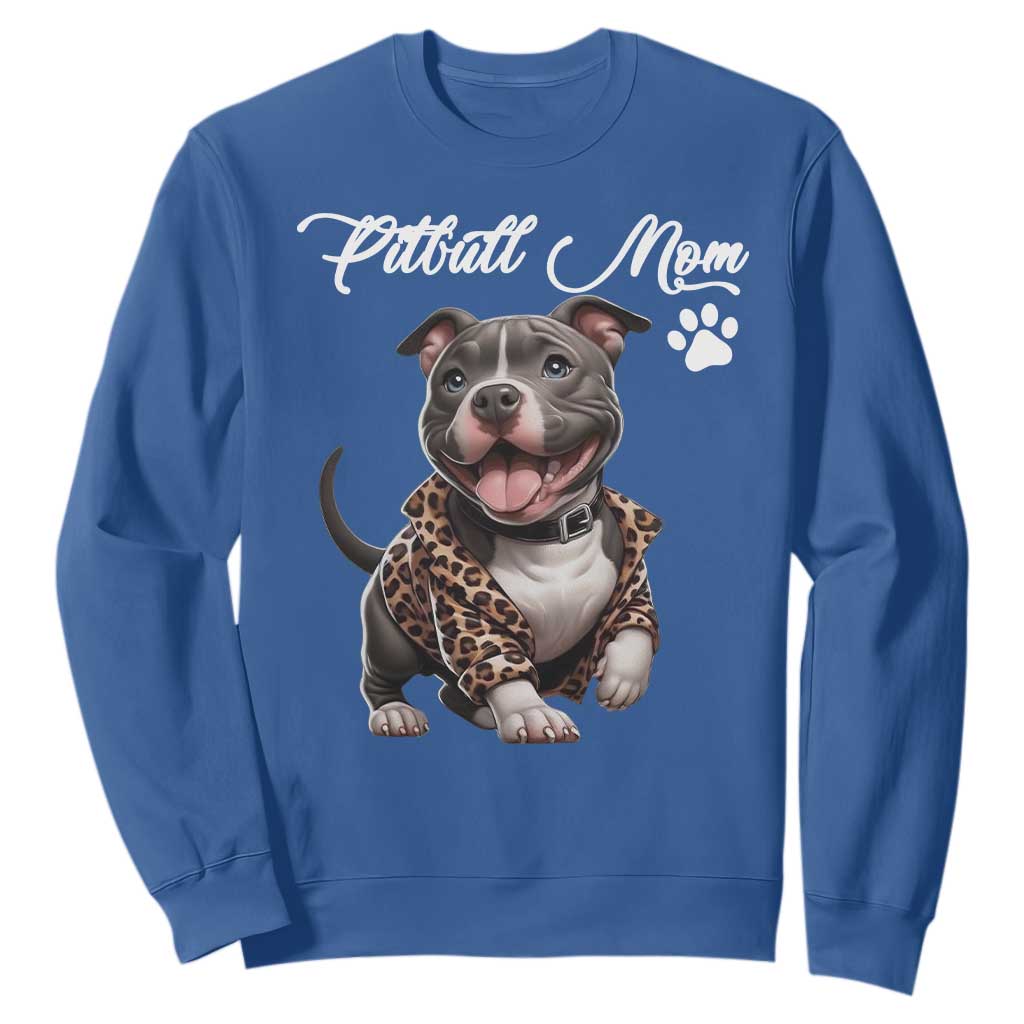 Pitbull Mom Sweatshirt Cute Pitbull Puppy Dog Lovers TS12 Royal Blue Print Your Wear