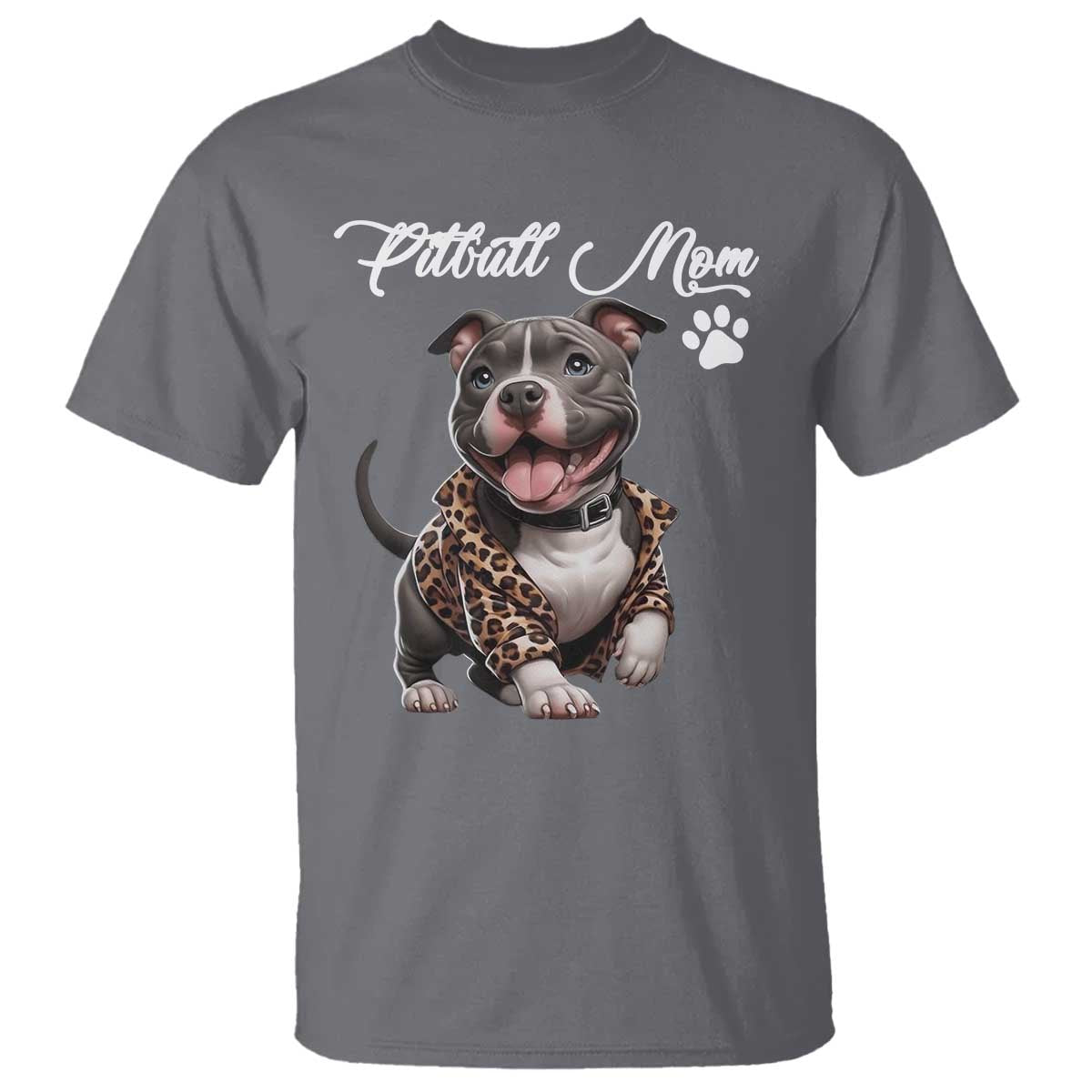 Pitbull Mom T Shirt Cute Pitbull Puppy Dog Lovers TS12 Charcoal Print Your Wear