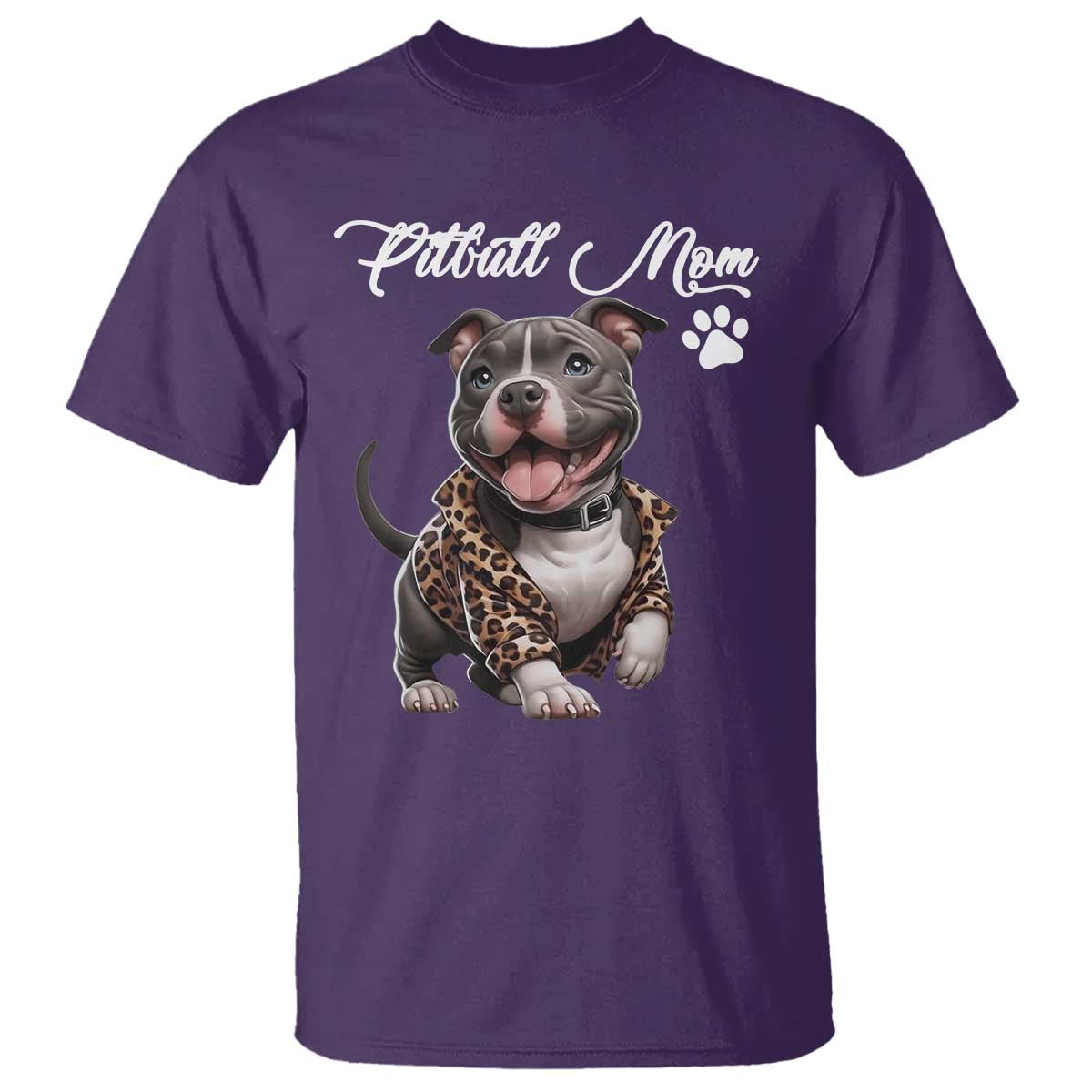 Pitbull Mom T Shirt Cute Pitbull Puppy Dog Lovers TS12 Purple Print Your Wear