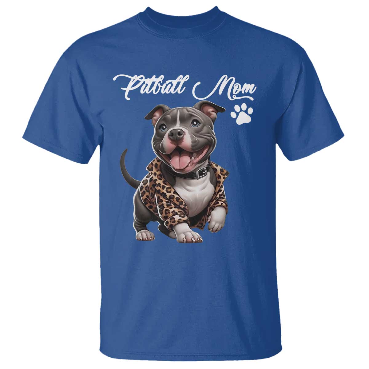 Pitbull Mom T Shirt Cute Pitbull Puppy Dog Lovers TS12 Royal Blue Print Your Wear