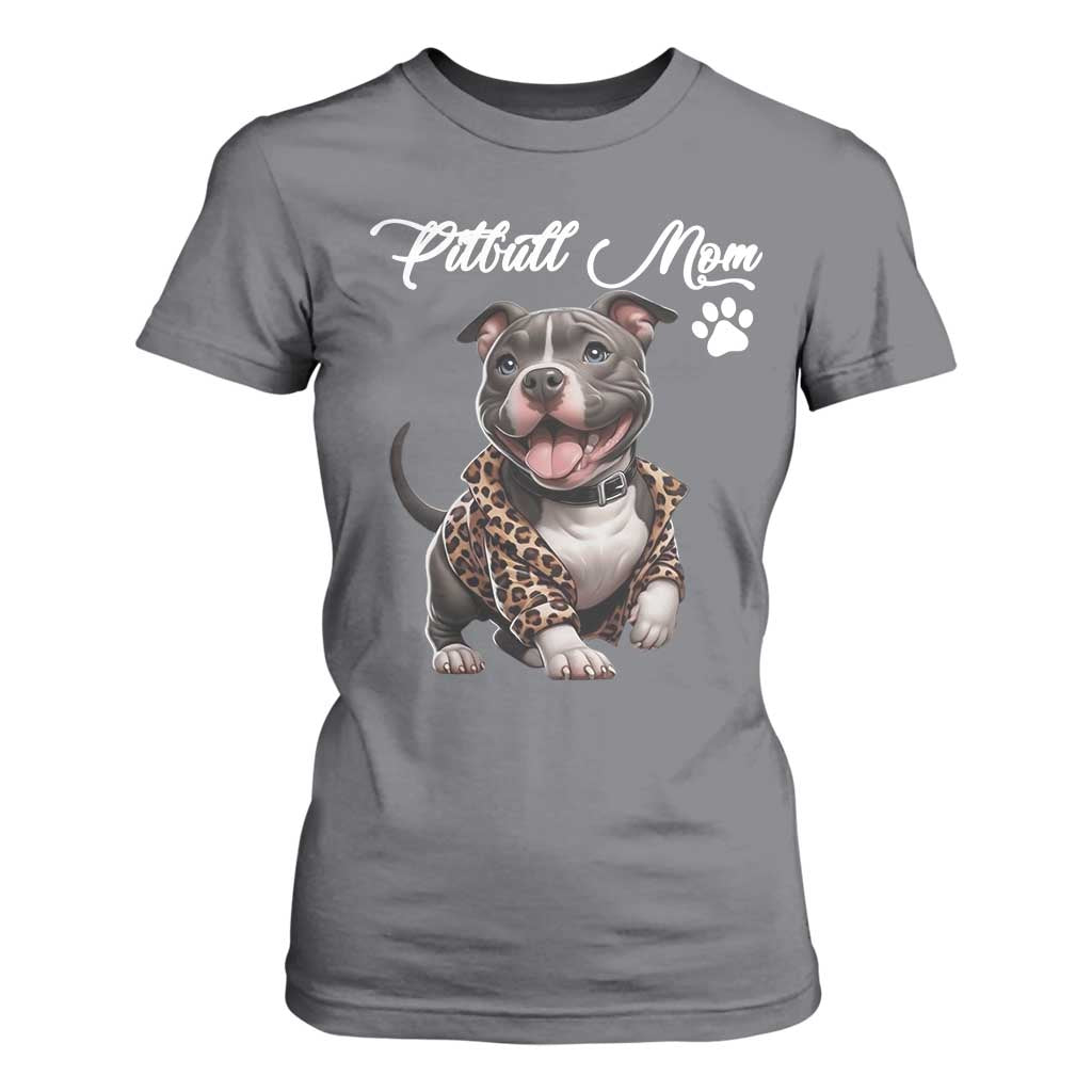 Pitbull Mom T Shirt For Women Cute Pitbull Puppy Dog Lovers TS12 Charcoal Print Your Wear