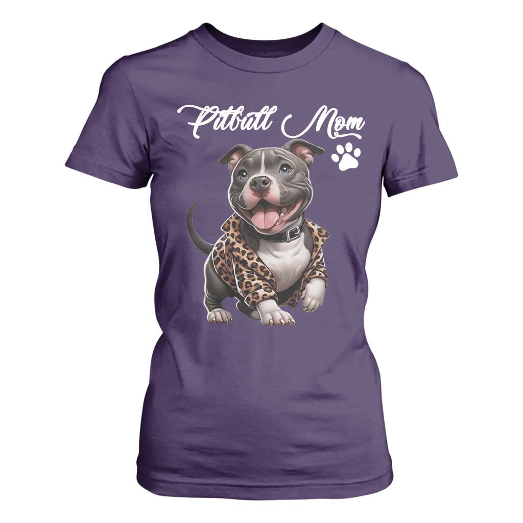 Pitbull Mom T Shirt For Women Cute Pitbull Puppy Dog Lovers TS12 Purple Print Your Wear