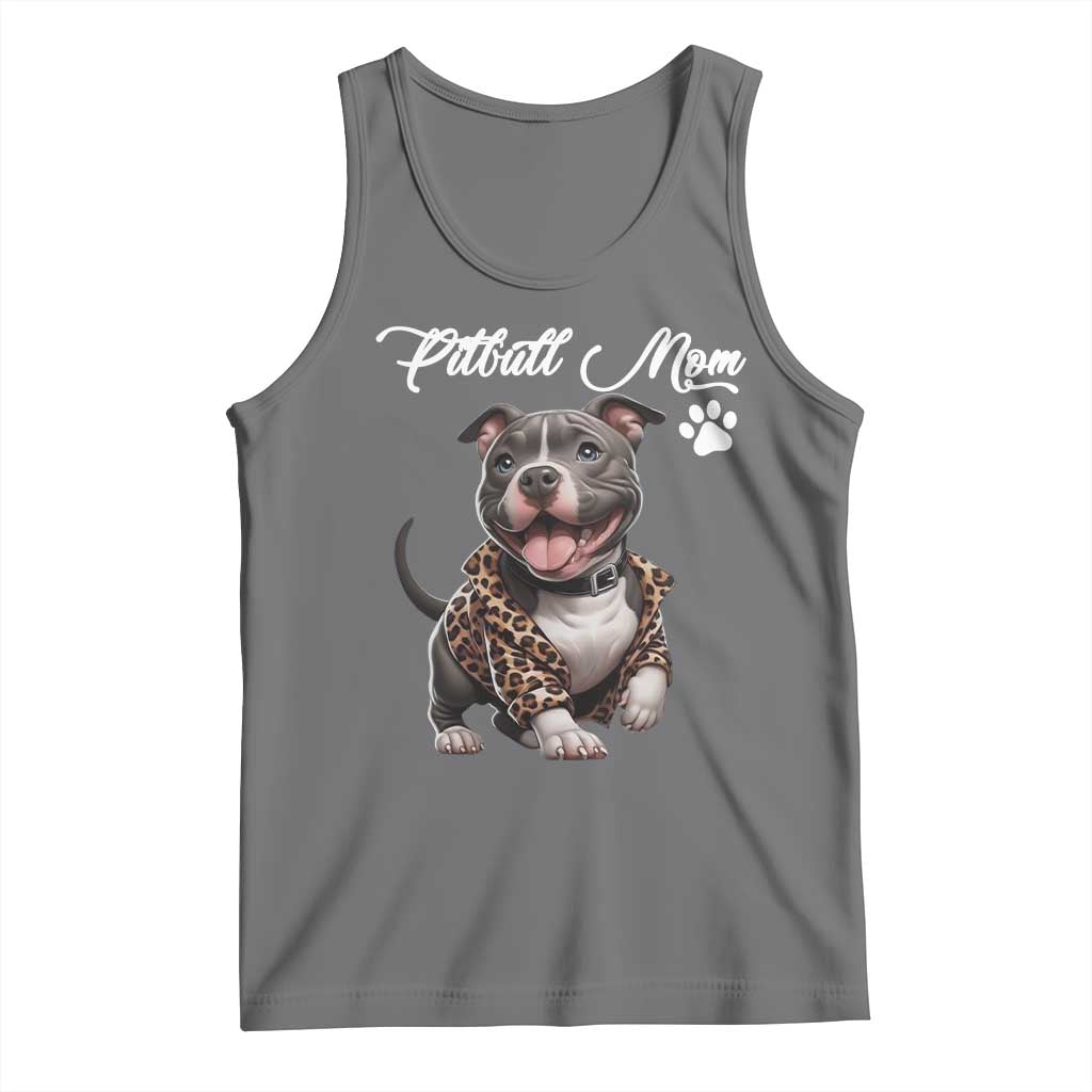 Pitbull Mom Tank Top Cute Pitbull Puppy Dog Lovers TS12 Black Heather Print Your Wear