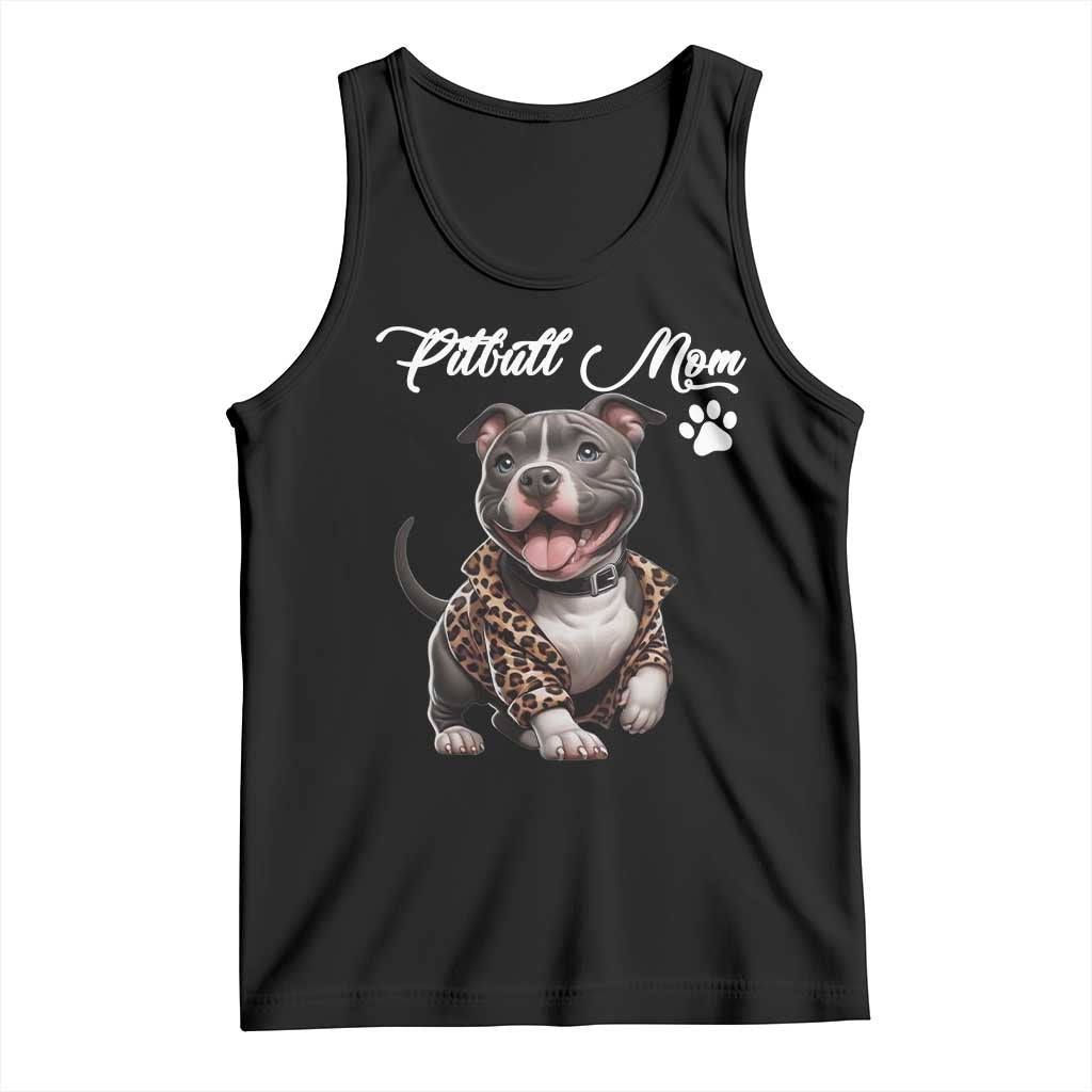 Pitbull Mom Tank Top Cute Pitbull Puppy Dog Lovers TS12 Black Print Your Wear