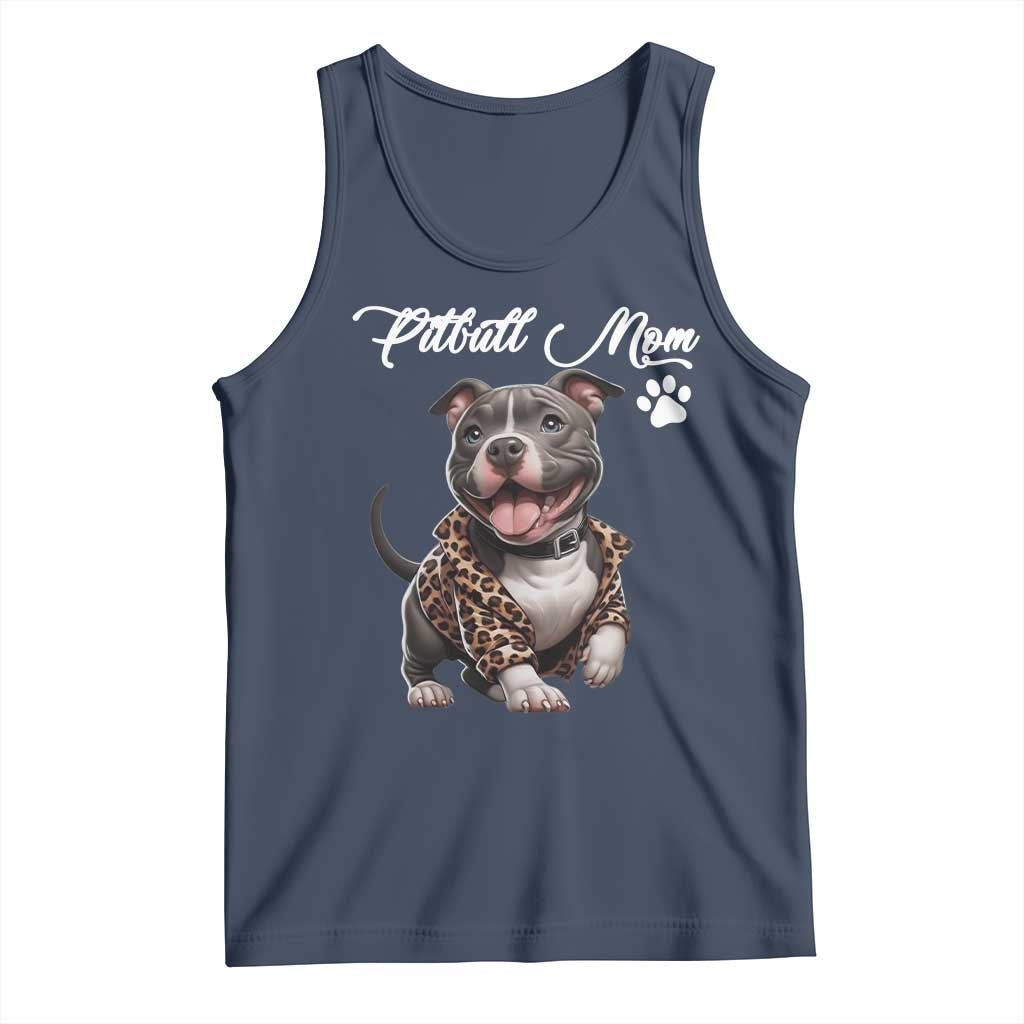 Pitbull Mom Tank Top Cute Pitbull Puppy Dog Lovers TS12 Navy Print Your Wear