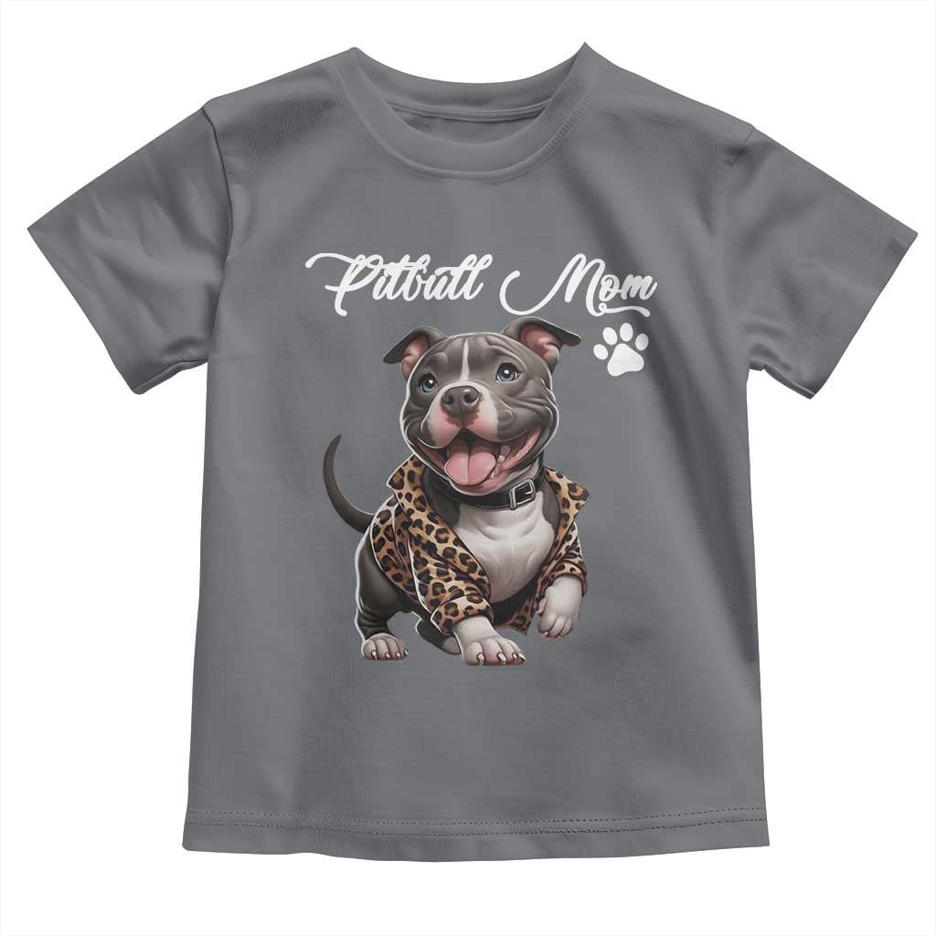 Pitbull Mom Toddler T Shirt Cute Pitbull Puppy Dog Lovers TS12 Charcoal Print Your Wear
