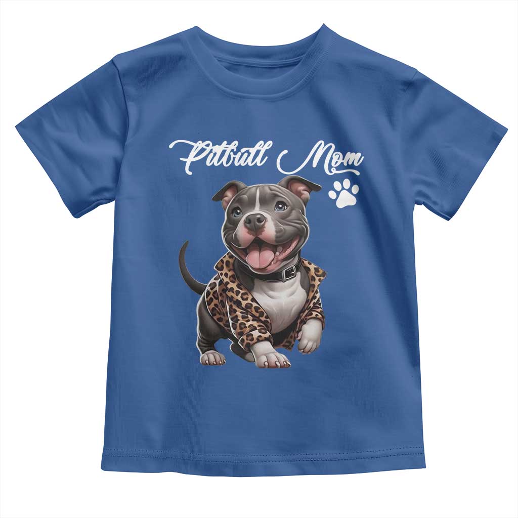 Pitbull Mom Toddler T Shirt Cute Pitbull Puppy Dog Lovers TS12 Royal Blue Print Your Wear