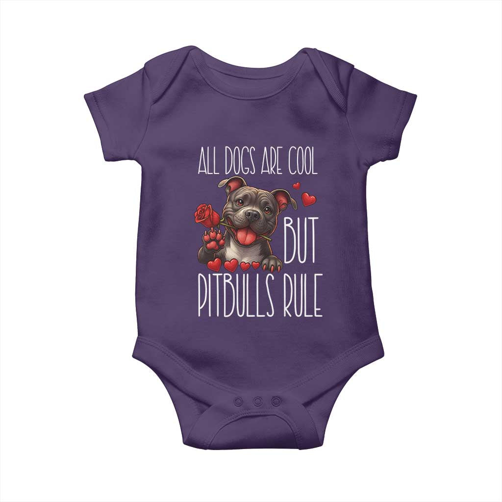 Pitbull Lover Baby Onesie All Dogs Are Cool But Pitbulls Rule TS12 Purple Print Your Wear