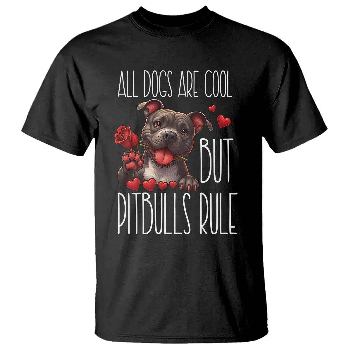 Pitbull Lover T Shirt All Dogs Are Cool But Pitbulls Rule TS12 Black Print Your Wear
