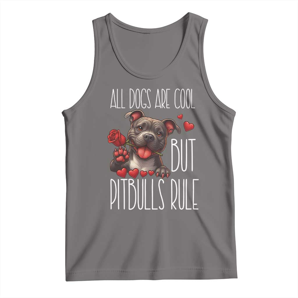 Pitbull Lover Tank Top All Dogs Are Cool But Pitbulls Rule TS12 Deep Heather Print Your Wear