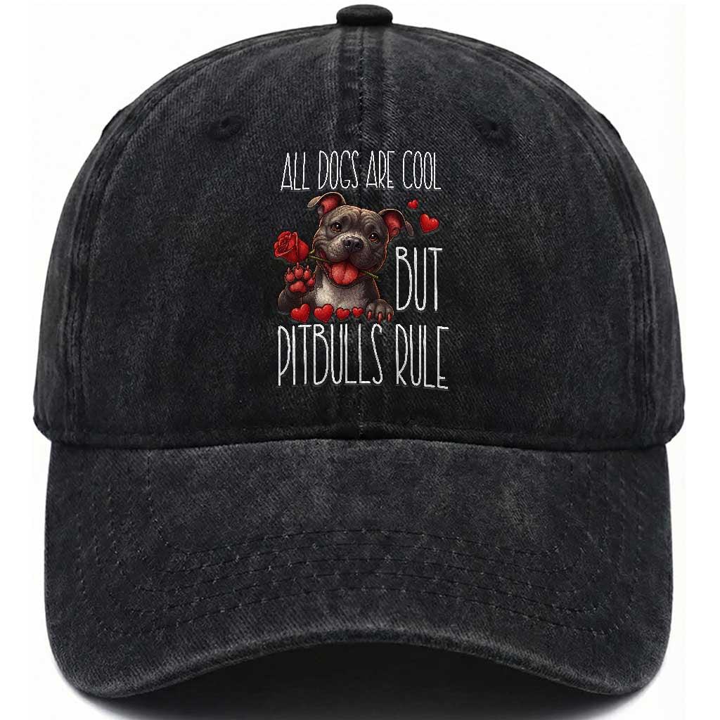 Pitbull Lover Washed Cotton Baseball Cap All Dogs Are Cool But Pitbulls Rule TS12 Print Your Wear
