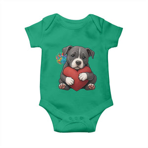 Pitbull Mom Baby Onesie Cute Puppy Hugging Heart Love Dog TS12 Irish Green Print Your Wear