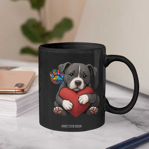 Pitbull Mom Coffee Mug Cute Puppy Hugging Heart Love Dog TS12 Print Your Wear
