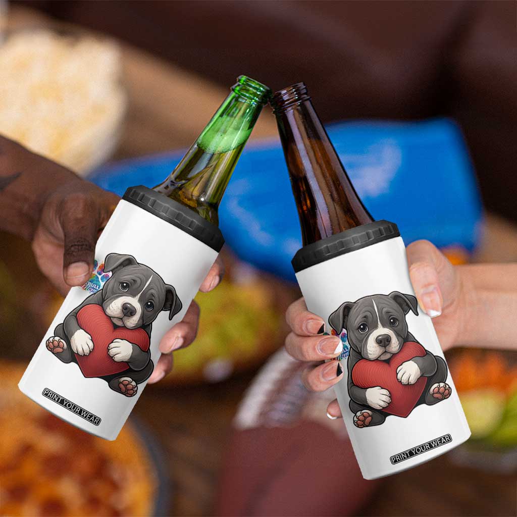 Pitbull Mom 4 in 1 Can Cooler Tumbler Cute Puppy Hugging Heart Love Dog TS12 Print Your Wear