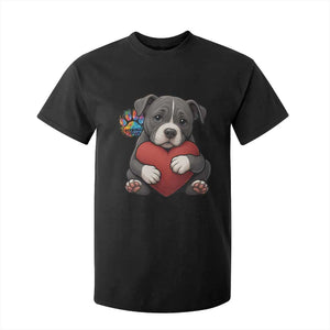 Pitbull Mom T Shirt For Kid Cute Puppy Hugging Heart Love Dog TS12 Black Print Your Wear