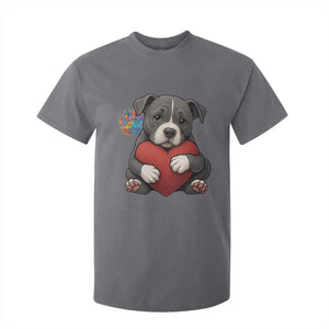Pitbull Mom T Shirt For Kid Cute Puppy Hugging Heart Love Dog TS12 Charcoal Print Your Wear