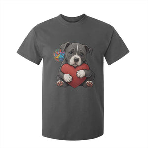 Pitbull Mom T Shirt For Kid Cute Puppy Hugging Heart Love Dog TS12 Dark Heather Print Your Wear