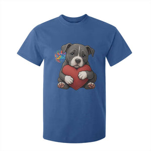 Pitbull Mom T Shirt For Kid Cute Puppy Hugging Heart Love Dog TS12 Royal Blue Print Your Wear