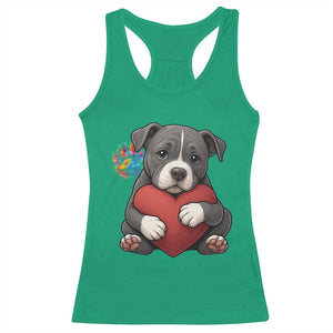Pitbull Mom Racerback Tank Top Cute Puppy Hugging Heart Love Dog TS12 Irish Green Print Your Wear