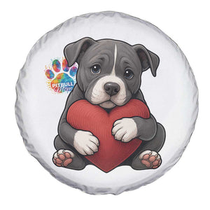 Pitbull Mom Spare Tire Cover Cute Puppy Hugging Heart Love Dog TS12 Print Your Wear