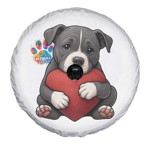 Pitbull Mom Spare Tire Cover Cute Puppy Hugging Heart Love Dog TS12 Print Your Wear