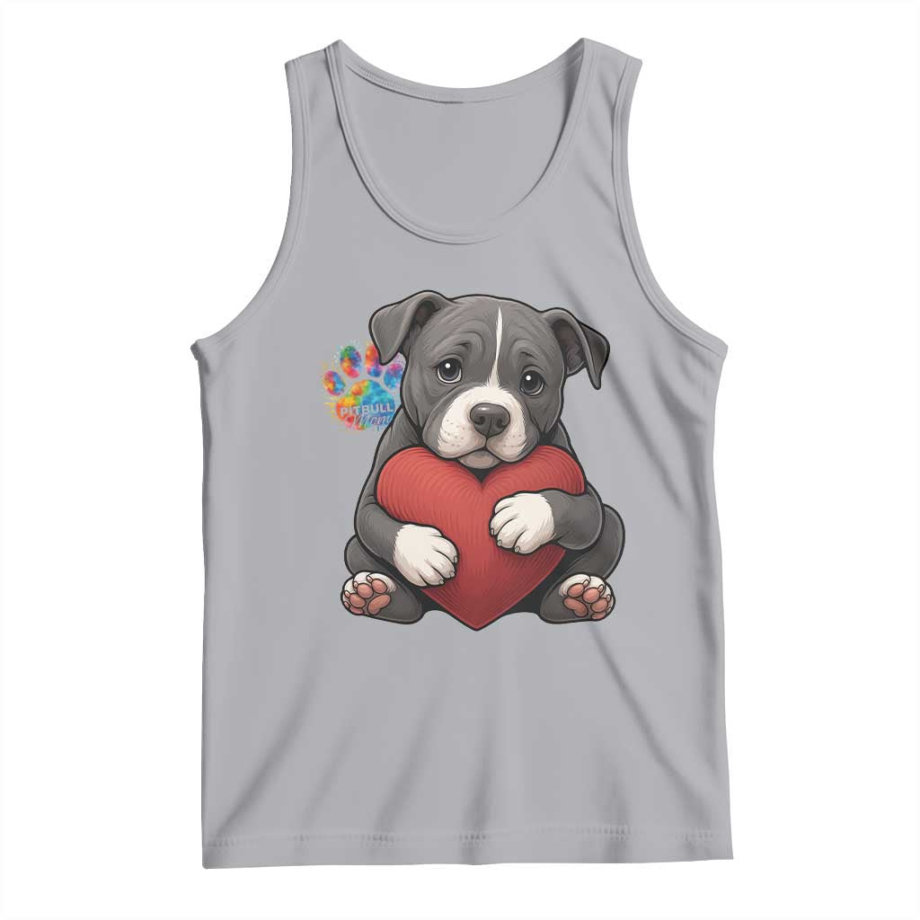 Pitbull Mom Tank Top Cute Puppy Hugging Heart Love Dog TS12 Athletic Heather Print Your Wear
