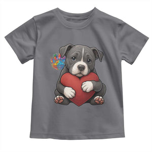 Pitbull Mom Toddler T Shirt Cute Puppy Hugging Heart Love Dog TS12 Charcoal Print Your Wear