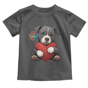 Pitbull Mom Toddler T Shirt Cute Puppy Hugging Heart Love Dog TS12 Dark Heather Print Your Wear