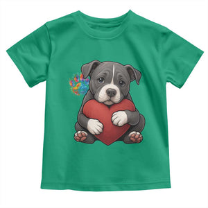 Pitbull Mom Toddler T Shirt Cute Puppy Hugging Heart Love Dog TS12 Irish Green Print Your Wear