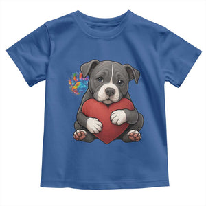 Pitbull Mom Toddler T Shirt Cute Puppy Hugging Heart Love Dog TS12 Royal Blue Print Your Wear