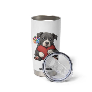 Pitbull Mom Tumbler Cup Cute Puppy Hugging Heart Love Dog TS12 Print Your Wear
