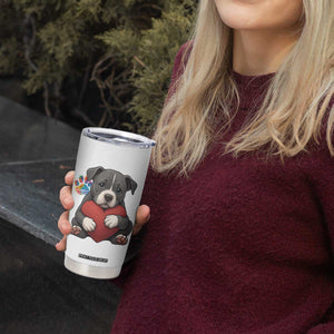 Pitbull Mom Tumbler Cup Cute Puppy Hugging Heart Love Dog TS12 Print Your Wear