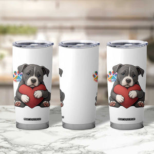 Pitbull Mom Tumbler Cup Cute Puppy Hugging Heart Love Dog TS12 Print Your Wear
