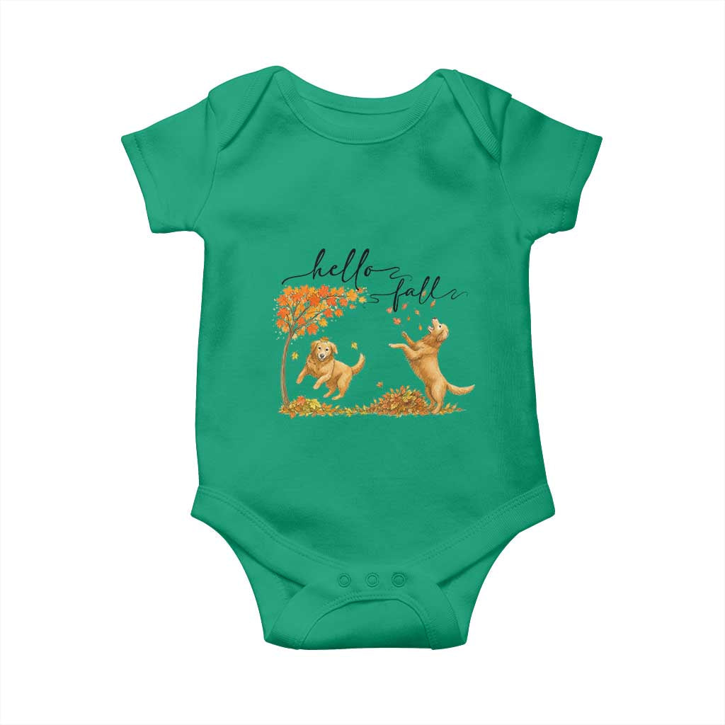 Funny Hello Fall Thanksgiving Golden Retriever Baby Onesie TS12 Irish Green Print Your Wear