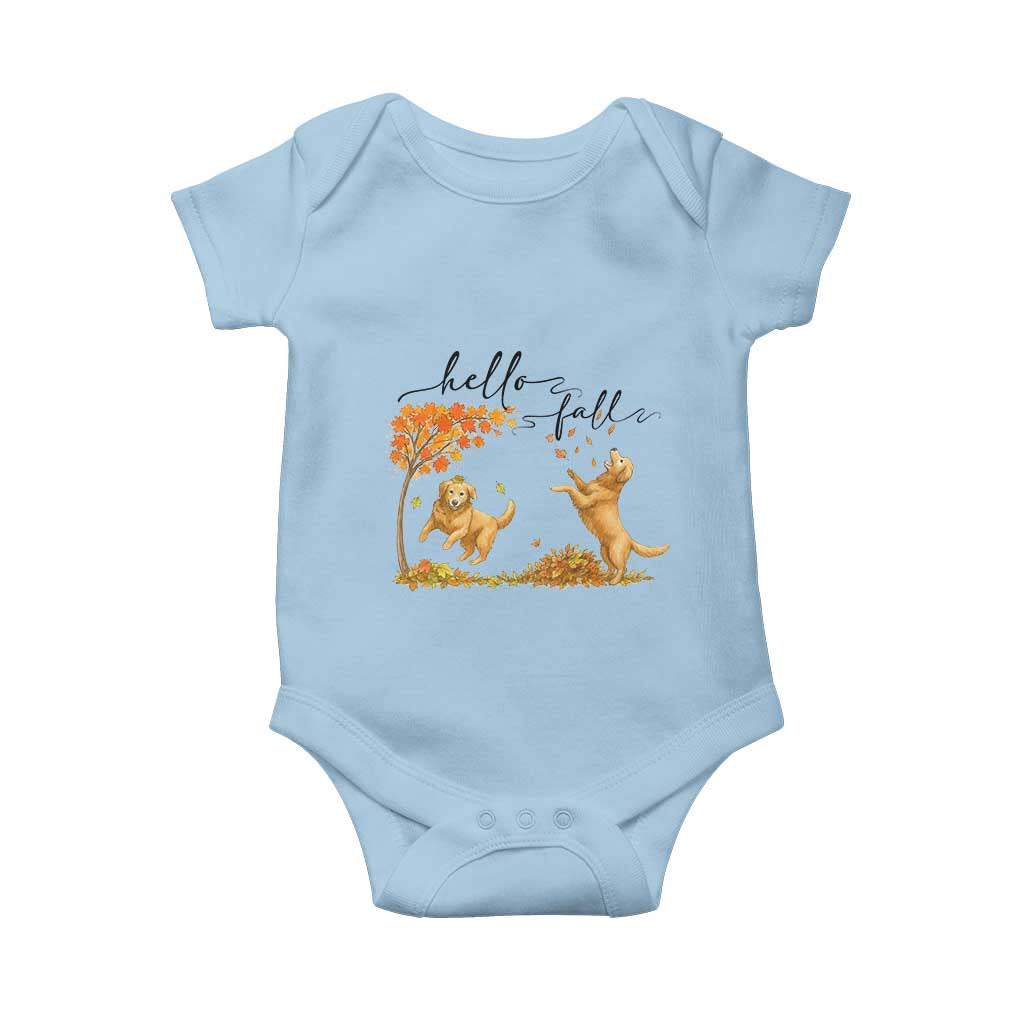 Funny Hello Fall Thanksgiving Golden Retriever Baby Onesie TS12 Light Blue Print Your Wear