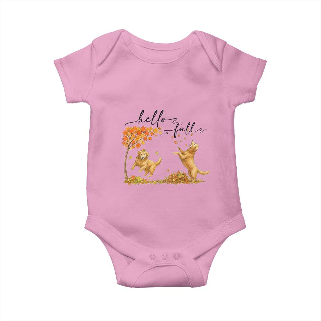 Funny Hello Fall Thanksgiving Golden Retriever Baby Onesie TS12 Light Pink Print Your Wear