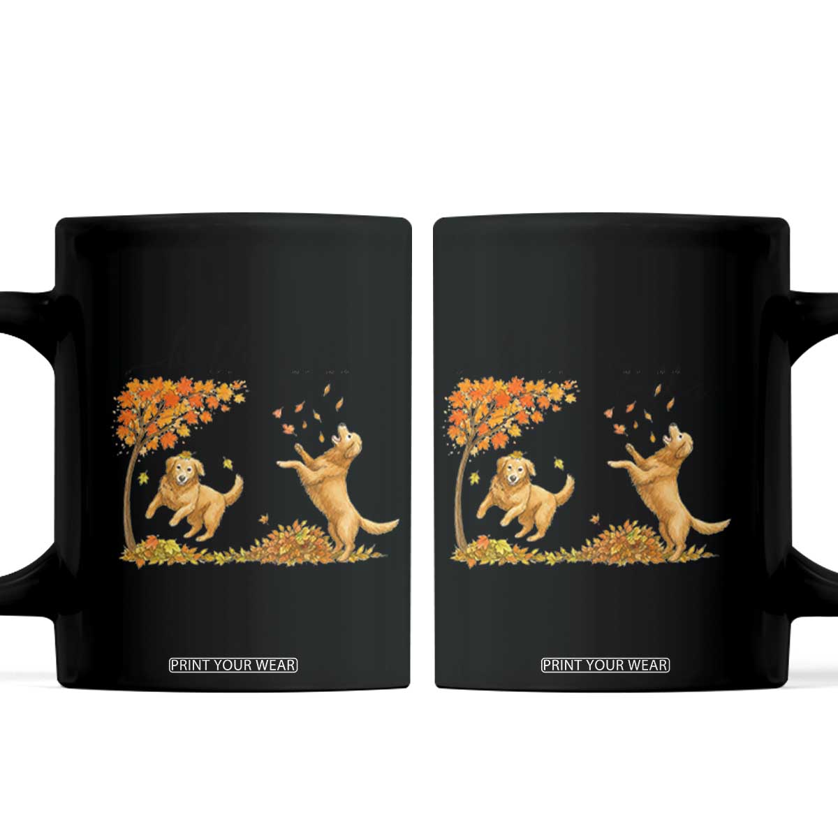 Funny Hello Fall Thanksgiving Golden Retriever Coffee Mug TS12 White Print Your Wear
