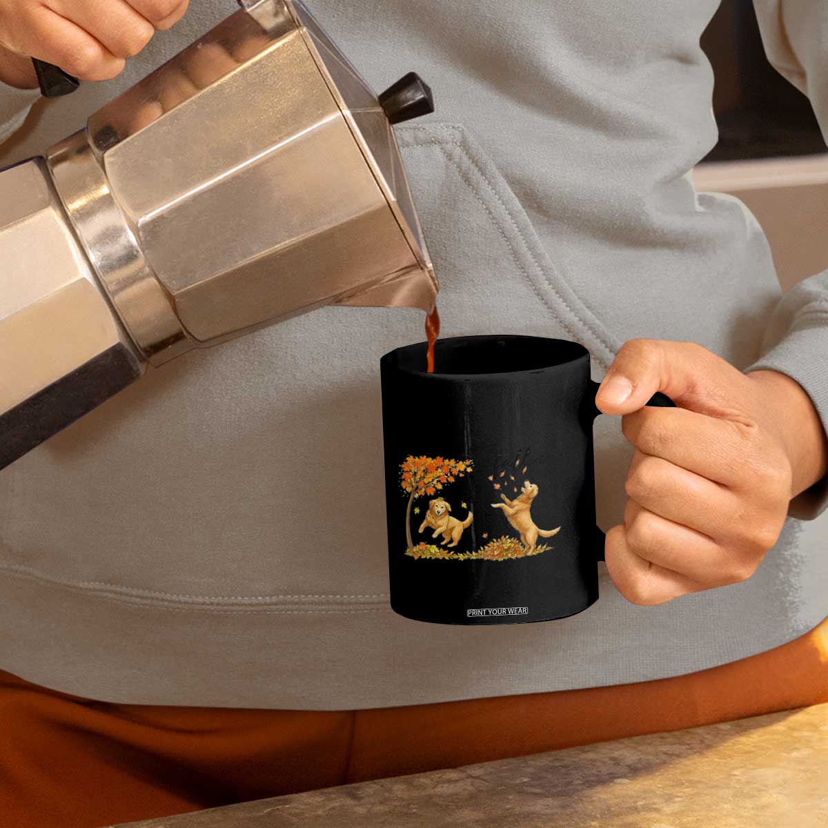 Funny Hello Fall Thanksgiving Golden Retriever Coffee Mug TS12 Print Your Wear