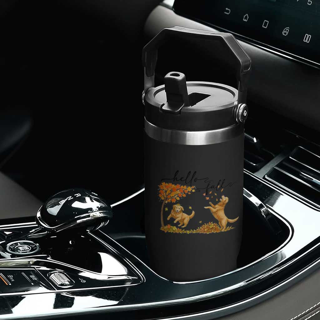 Funny Hello Fall Thanksgiving Golden Retriever Flip Straw Tumbler TS12 Print Your Wear