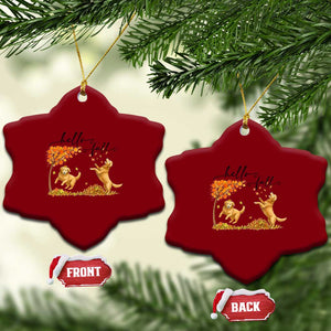 Funny Hello Fall Thanksgiving Golden Retriever Ceramic Ornament TS12 Print Your Wear