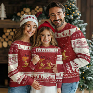 Funny Hello Fall Thanksgiving Golden Retriever Ugly Christmas Sweater TS12 Red Beige Print Your Wear