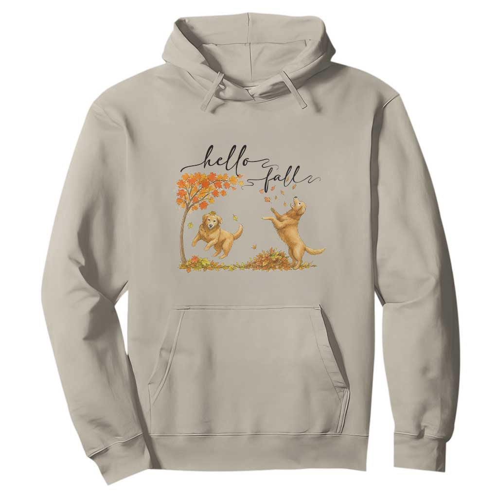 Funny Hello Fall Thanksgiving Golden Retriever Hoodie TS12 Sand Print Your Wear
