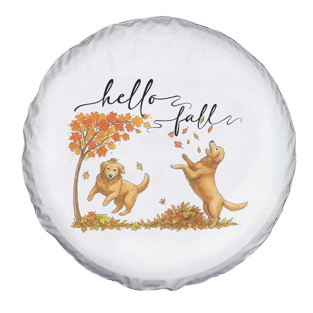 Funny Hello Fall Thanksgiving Golden Retriever Spare Tire Cover TS12 Print Your Wear