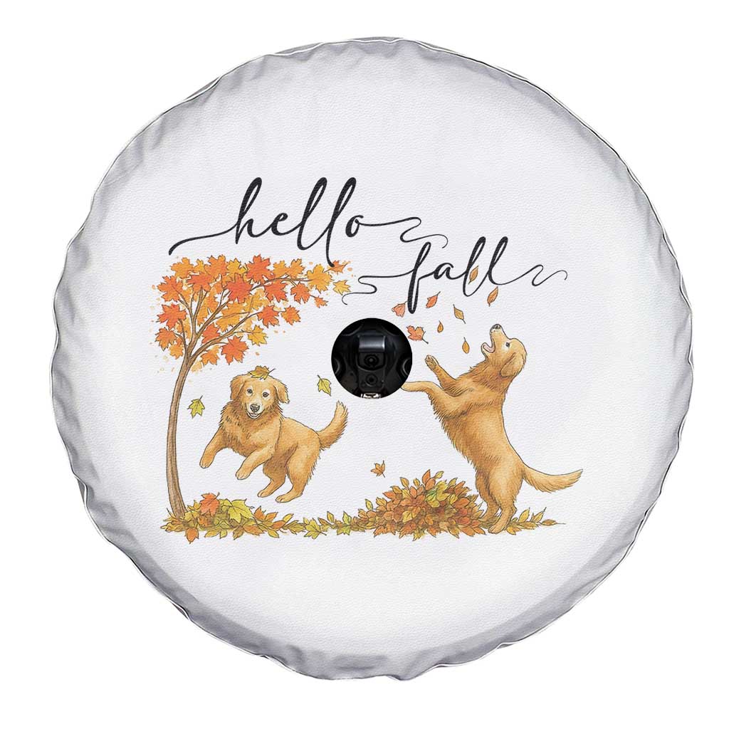 Funny Hello Fall Thanksgiving Golden Retriever Spare Tire Cover TS12 Print Your Wear