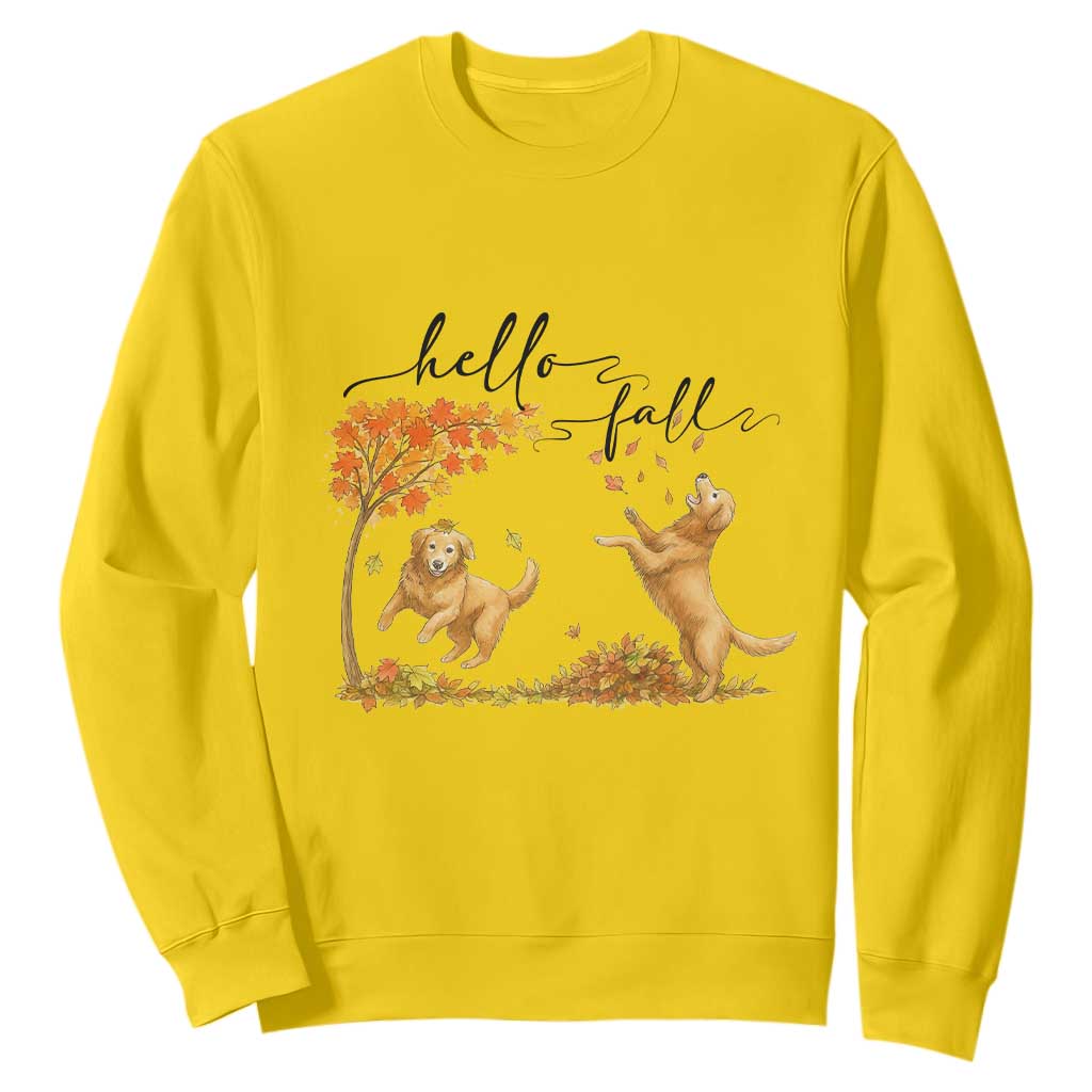 Funny Hello Fall Thanksgiving Golden Retriever Sweatshirt TS12 Daisy Print Your Wear